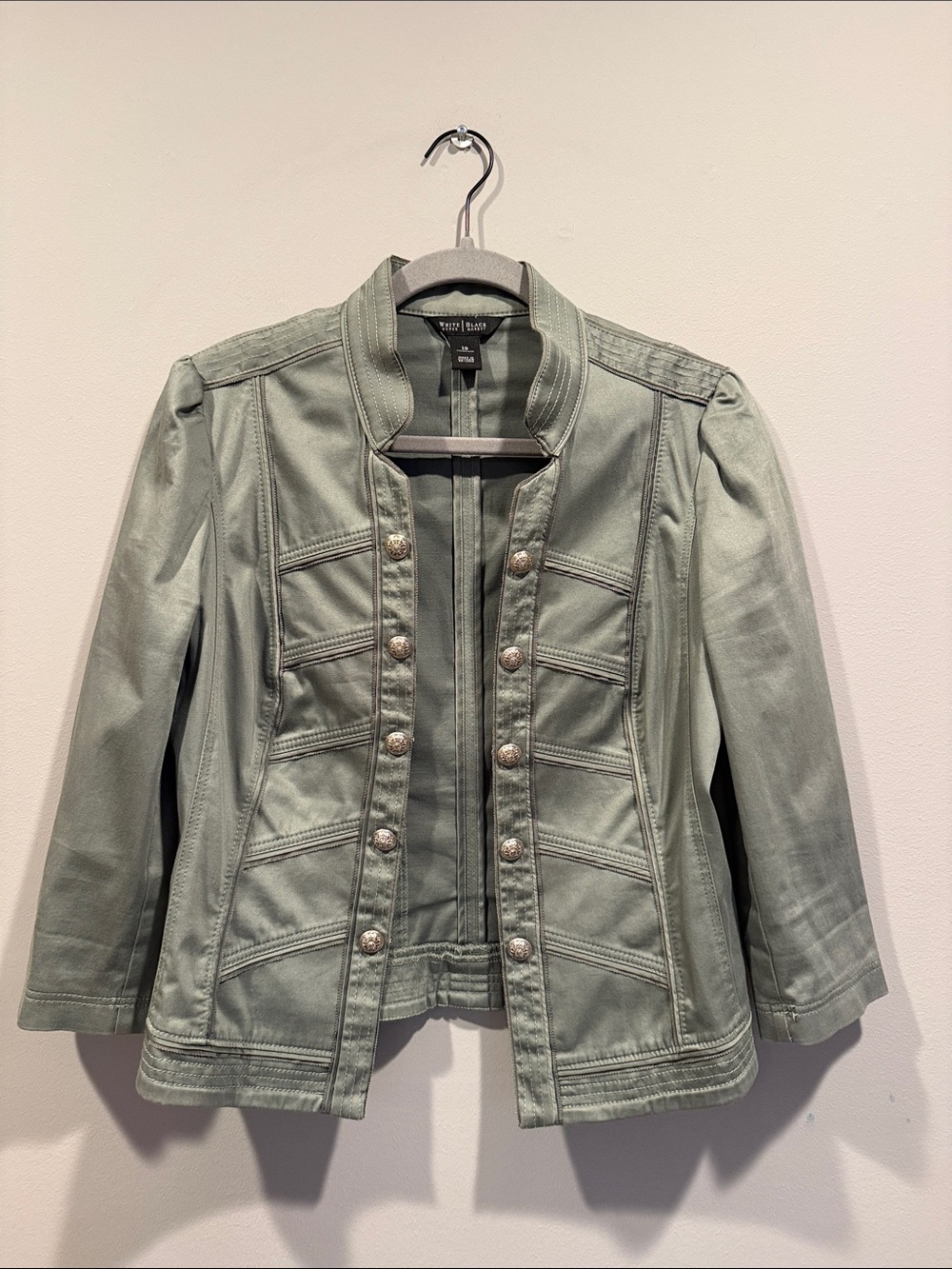 White House Black Market Sage Military-Inspired Button Jacket